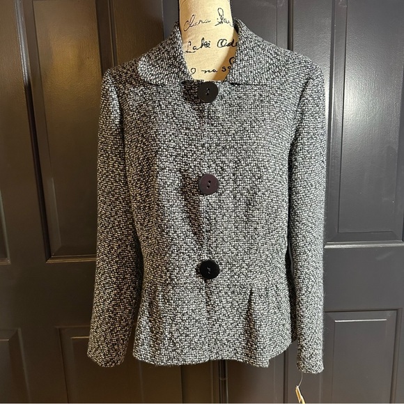 TALBOT'S Multi Color Tweed Big Button Blazer Jacket Sz 12 - Picture 1 of 9